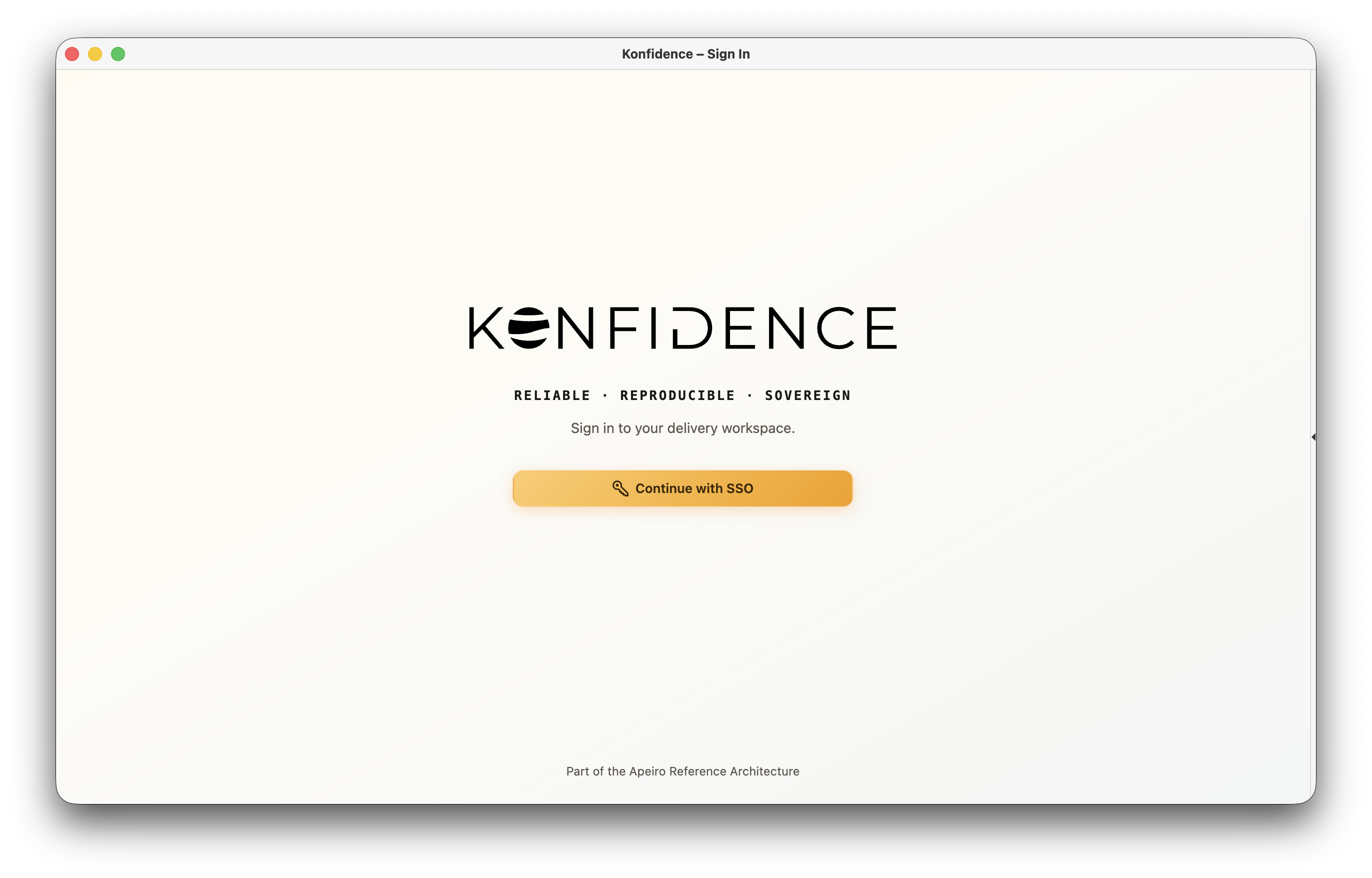 Konfidence sign-in page with the Continue with SSO button.